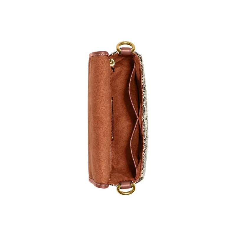 COACH Frankie Glove Tanned Leather With Fabric Lining Shoulder Bag Crossbody Bag Small Size Women's Monogram Brown-2