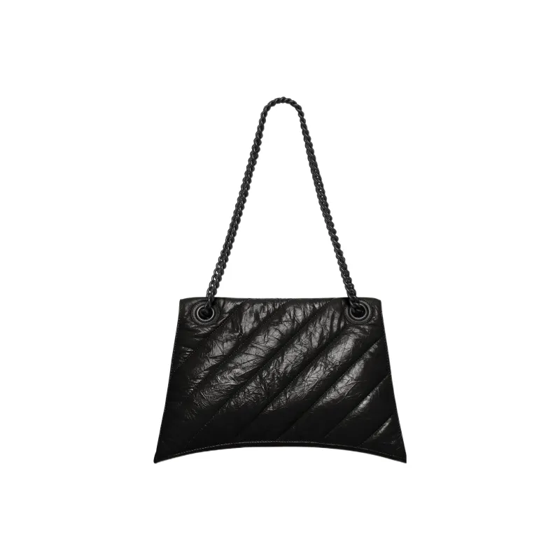 Balenciaga Crush Medium Chain Quilted Bag Black-3