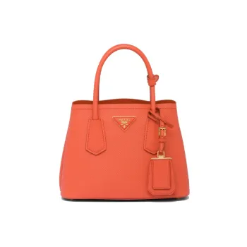 PRADA Double Saffiano Leather Shoulder Bag Crossbody Bag Handbag Mini Women's Orange