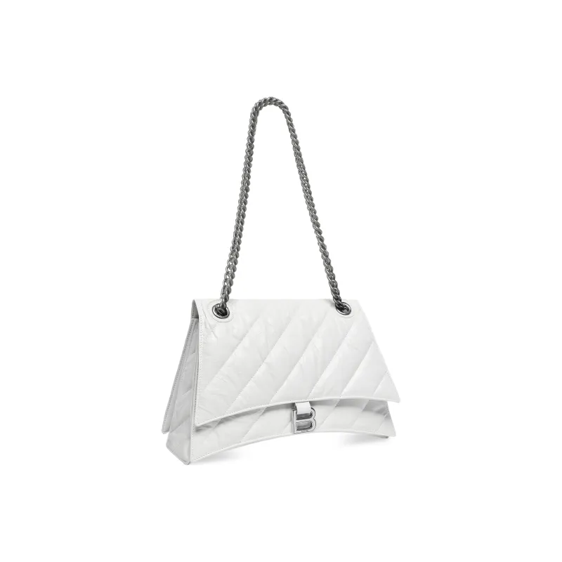 Balenciaga CRUSH Cow Leather Hourglass Bag, Crossbody Bag, Shoulder Bag Women's White-1