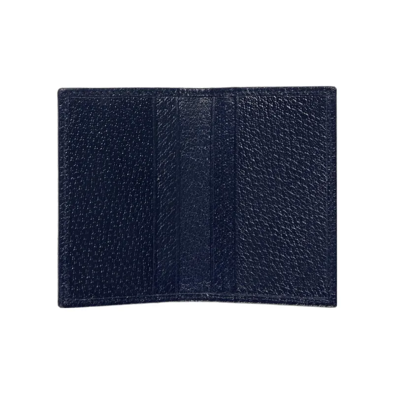 GUCCI Canvas With Leather Wallet Card Clip Card Holder Men's Beige/Blue-3