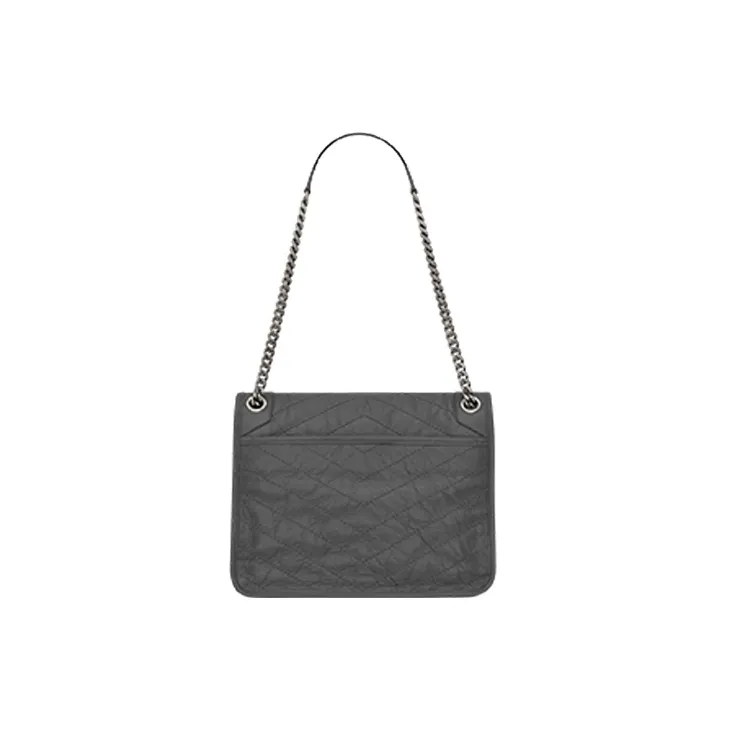 SAINT LAURENT Niki Leather Hobo Bag, Crossbody Bag, Shoulder Bag Medium Size Women's Gray White-1