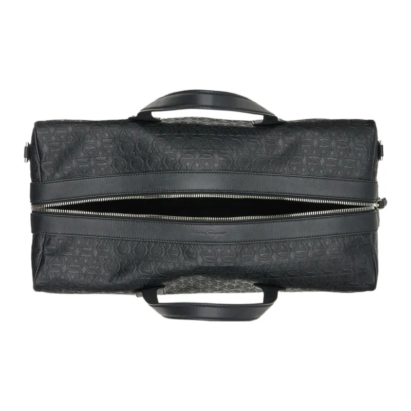 FERRAGAMO Calfskin Luggage Bag Handbag Men's Black-3