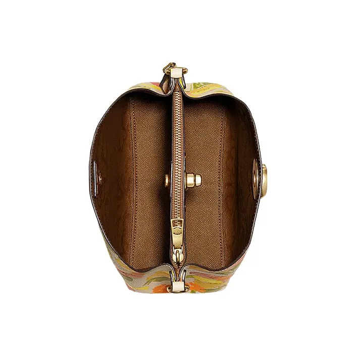 COACH Willow Split Cow Leather Bucket Bag, Portable Crossbody Bag, Shoulder Bag Women's Yellow Green-3