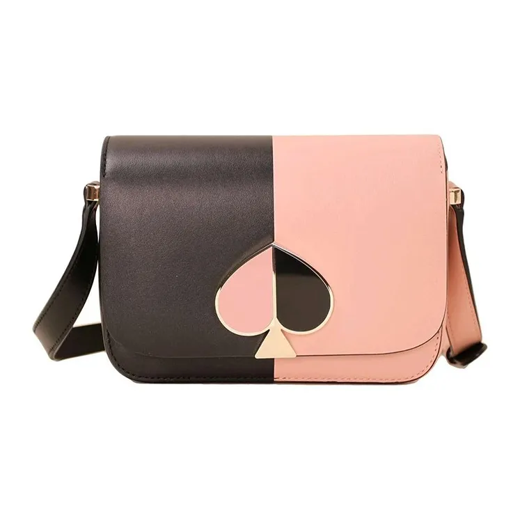 Kate Spade Nicola Smooth Leather Crossbody Bag, Shoulder Bag Women's Black & Pink-0