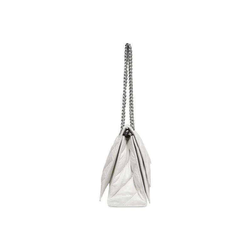 Balenciaga CRUSH Cow Leather Hourglass Bag, Crossbody Bag, Shoulder Bag Women's White-3