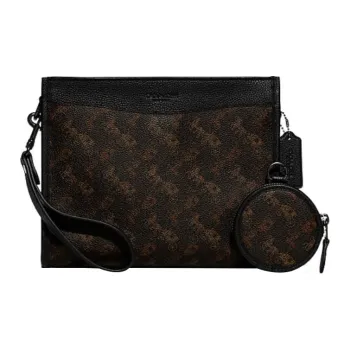 COACH Hitch Artificial Leather Storage Bag Combo Bag Shoulder Bag Crossbody Bag Medium Size Men's Dark Brown