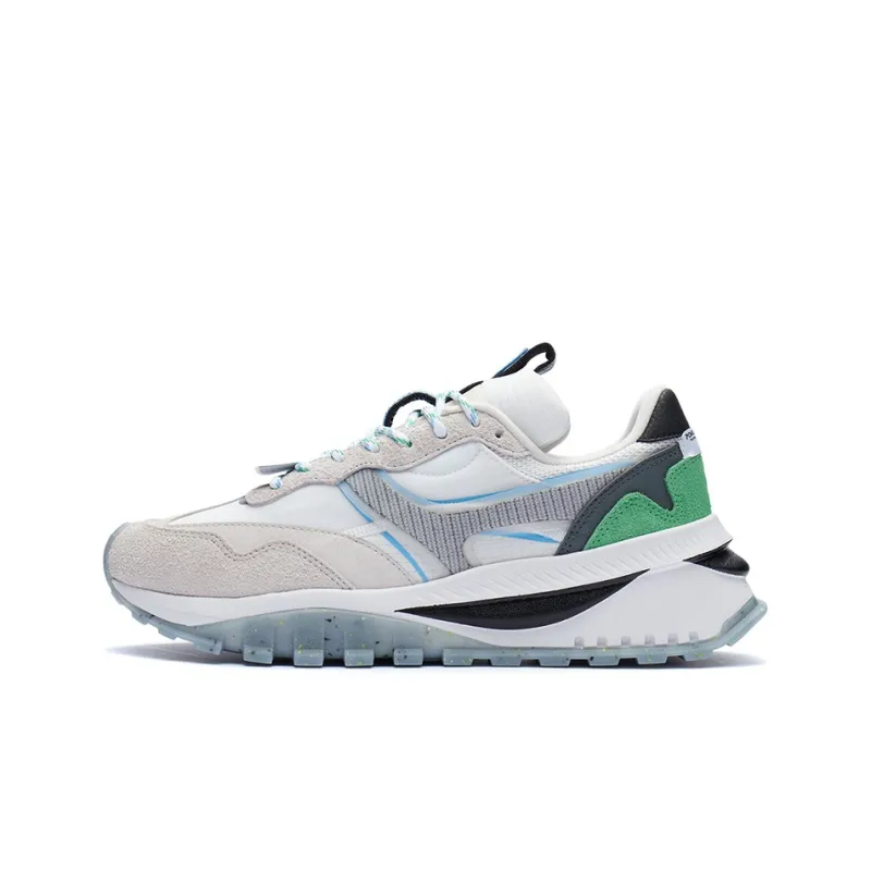 LiNing Cushioned Slip Resistant Abrasion Resistant Low Top Casual Running Shoes Men's White Sand Gray-0