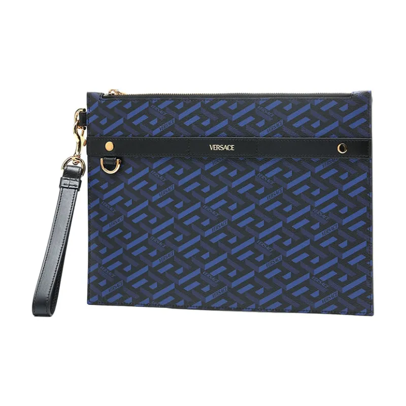 VERSACE Logo Detailed Zipped Clutch Bag-1