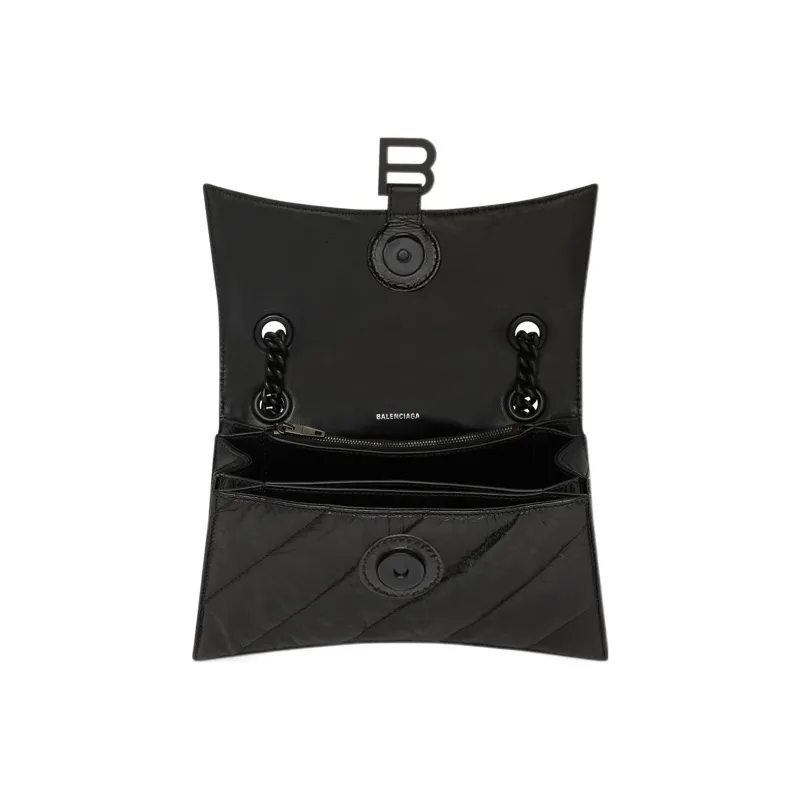 Balenciaga Crush Small Chain Quilted Bag Black-4