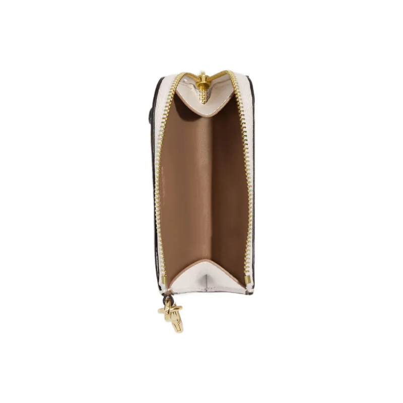 COACH Card Case Smooth Leather With Coated Canvas Coin Purses Card Holders Mini Women's Chalk White-1