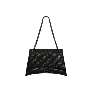 Balenciaga Crush Medium Chain Quilted Bag Black