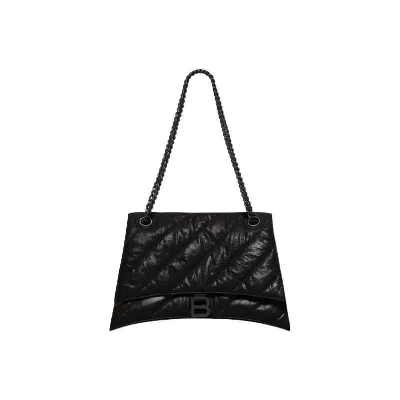 Balenciaga Crush Medium Chain Quilted Bag Black-0
