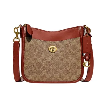 COACH Chaise Cow Leather Shoulder Bag Crossbody Bag Small Size Women's Monogram Brown With Rusty Accents