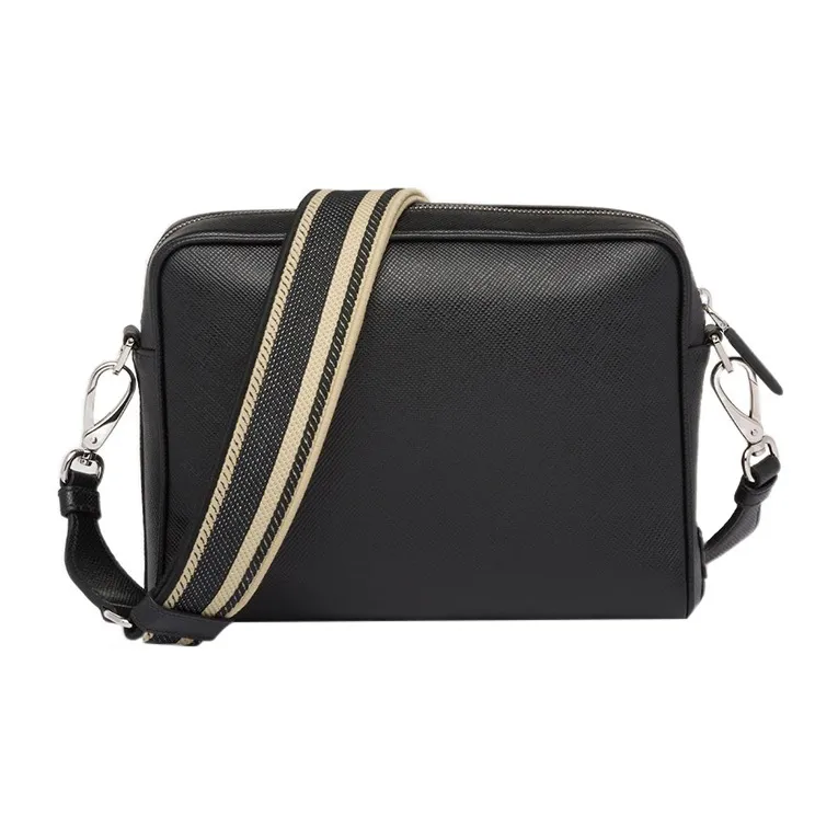 PRADA Saffiano Leather Messenger Bag Crossbody Bag Shoulder Bag Men's Black-2