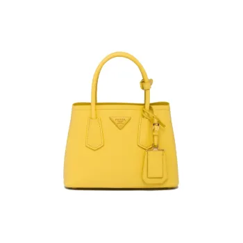 PRADA Double Leather Shoulder Bag Crossbody Bag Handbag Mini Women's Sunlight Yellow