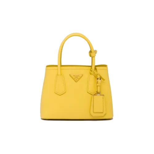 PRADA Double Leather Shoulder Bag Crossbody Bag Handbag Mini Women's Sunlight Yellow