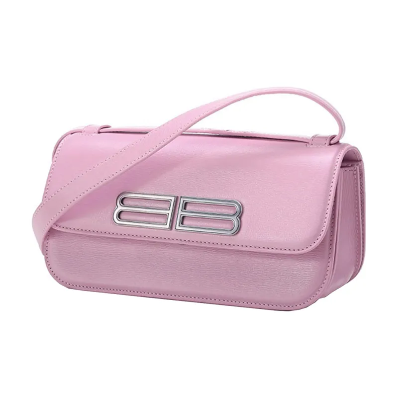 Balenciaga Gossip Cow Leather Shoulder Bag Portable Crossbody Bag Shoulder Bag Small Size Women's Light Pink-1