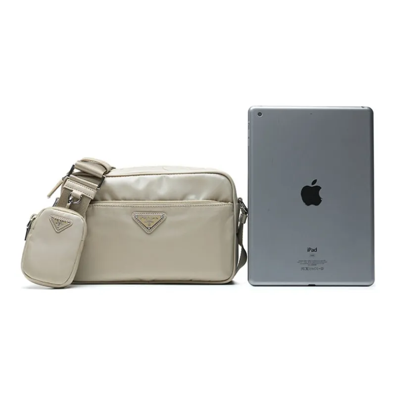 PRADA Fabric Crossbody Bag Women's Beige-4