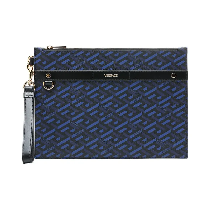 VERSACE Logo Detailed Zipped Clutch Bag-0