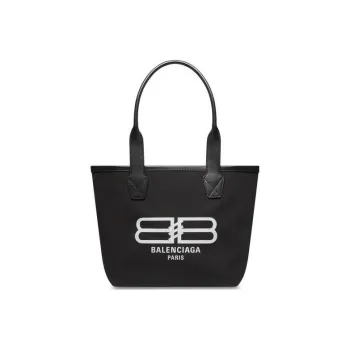 Balenciaga Cotton Canvas Tote Bag Shopping Bag Shoulder Bag Handbag Small Size Women's Black
