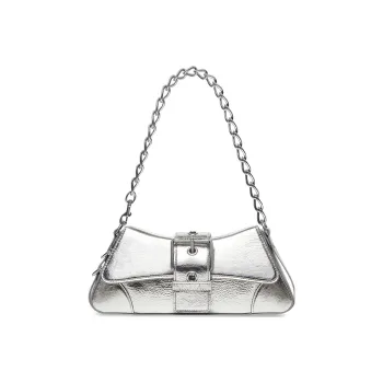Balenciaga LINDSAY Cow Leather Portable Crossbody Bag Shoulder Bag Women's Silver
