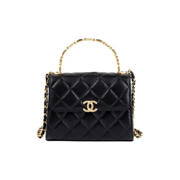 CHANEL Sheepskin Kelly Bag, Shoulder Bag, Crossbody Bag, Handbag Medium Size Women's Black