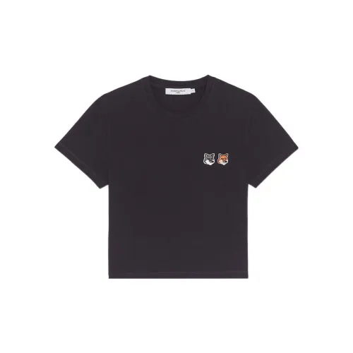 Maison Kitsune Back To Series T-Shirts Women's Coal Smoke Gray