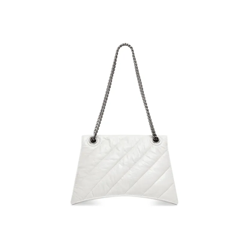 Balenciaga CRUSH Cow Leather Hourglass Bag, Crossbody Bag, Shoulder Bag Women's White-2