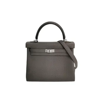HERMES Kelly Togo Calfskin Kelly Bag Handbags Women's 8F Gris ÉTain Tin Gray