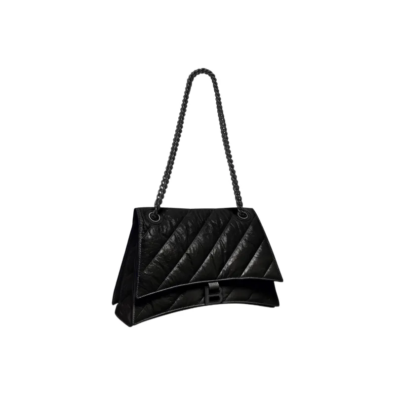 Balenciaga Crush Medium Chain Quilted Bag Black-1