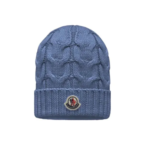 Moncler Wool Curl Edge Knitted Fabric Beanies Kids' Blue