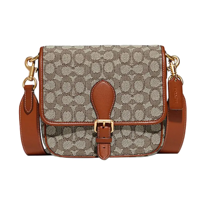 COACH Frankie Glove Tanned Leather With Fabric Lining Shoulder Bag Crossbody Bag Small Size Women's Monogram Brown-0