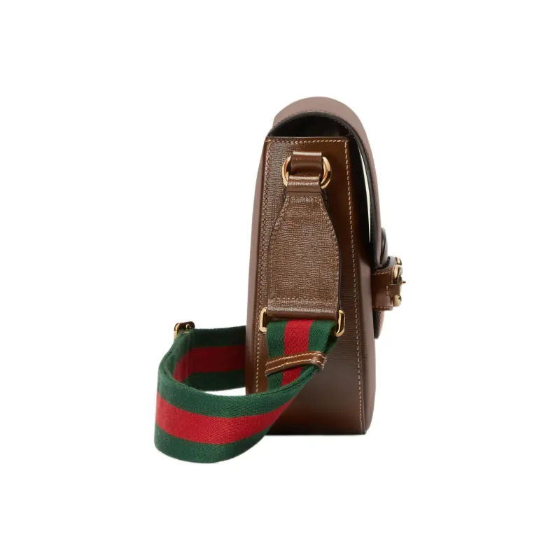 GUCCI Horsebit 1955 Leather Messenger Bag, Crossbody Bag, Shoulder Bag Men's Brown-3