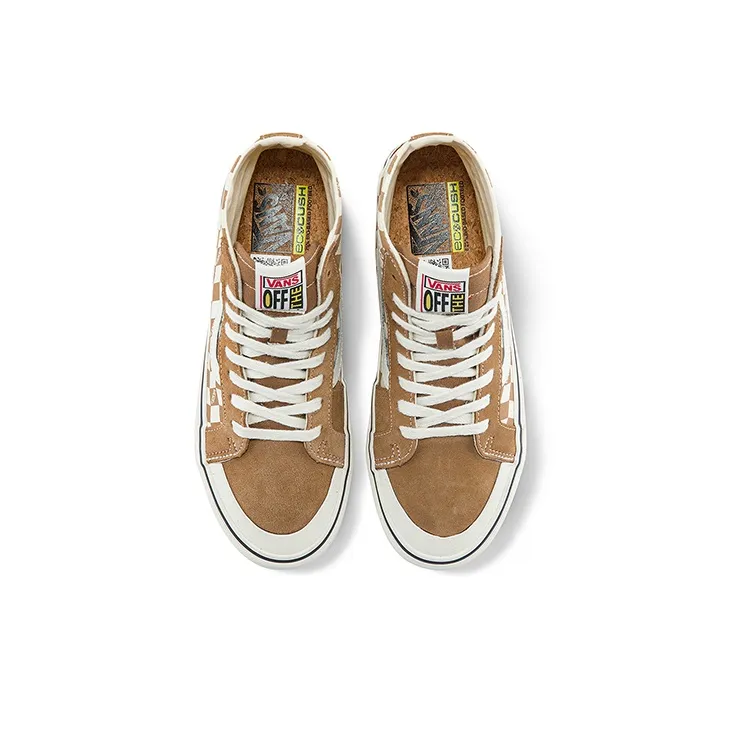 Vans SK8 Hi High Top Casual Skate Shoes Unisex Brown White Grid-2