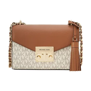 MICHAEL KORS Rose Cow Leather Shoulder Bag Small Size Women's Vanilla White/Acorn Brown