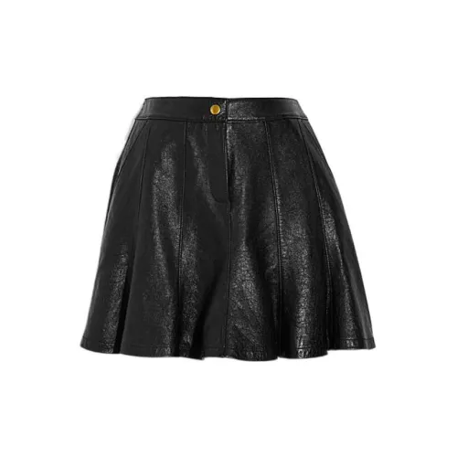 COACH Leather Short Skirts Women's Black