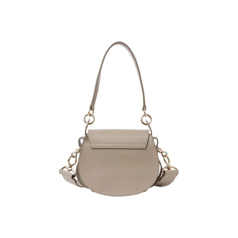 Chloe Tess Calfskin Patchwork Suede Wallet, Handbag, Crossbody Bag, Shoulder Bag Trumpets Women's Gray White-2