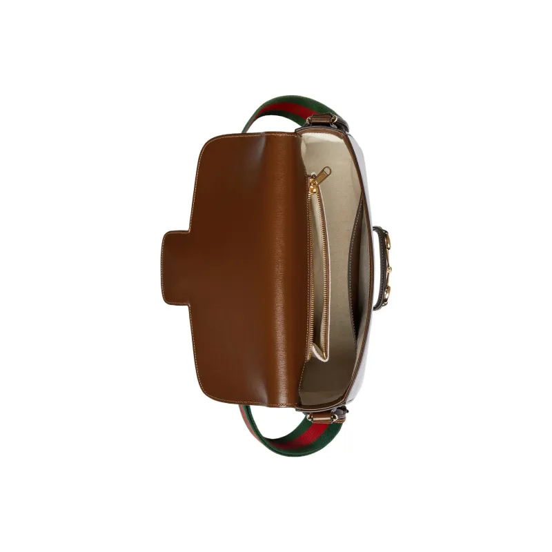 GUCCI Horsebit 1955 Leather Messenger Bag, Crossbody Bag, Shoulder Bag Men's Brown-5