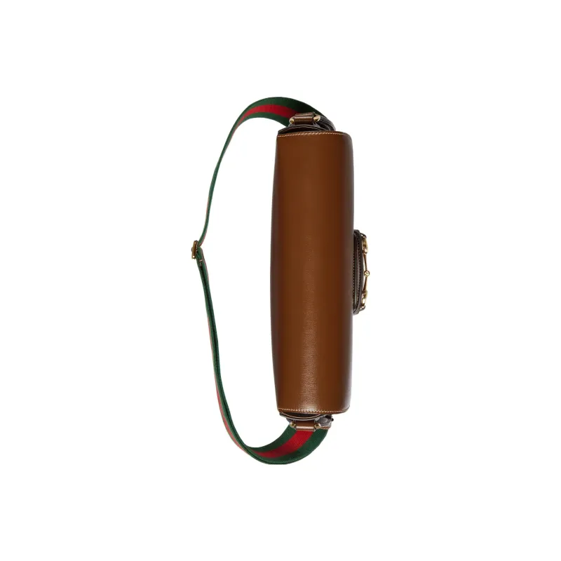 GUCCI Horsebit 1955 Leather Messenger Bag, Crossbody Bag, Shoulder Bag Men's Brown-4