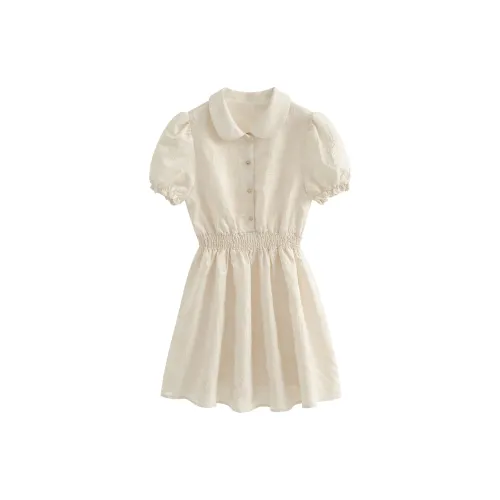 CREAMY SWEET Short-Sleeved Dresses Women's Ecru