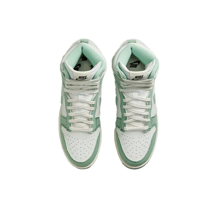 Nike Dunk High 'Green Denim' Anti Slip And Wear Resistant Lightweight High Top Skateboard Shoes Men's White Green Denim-3