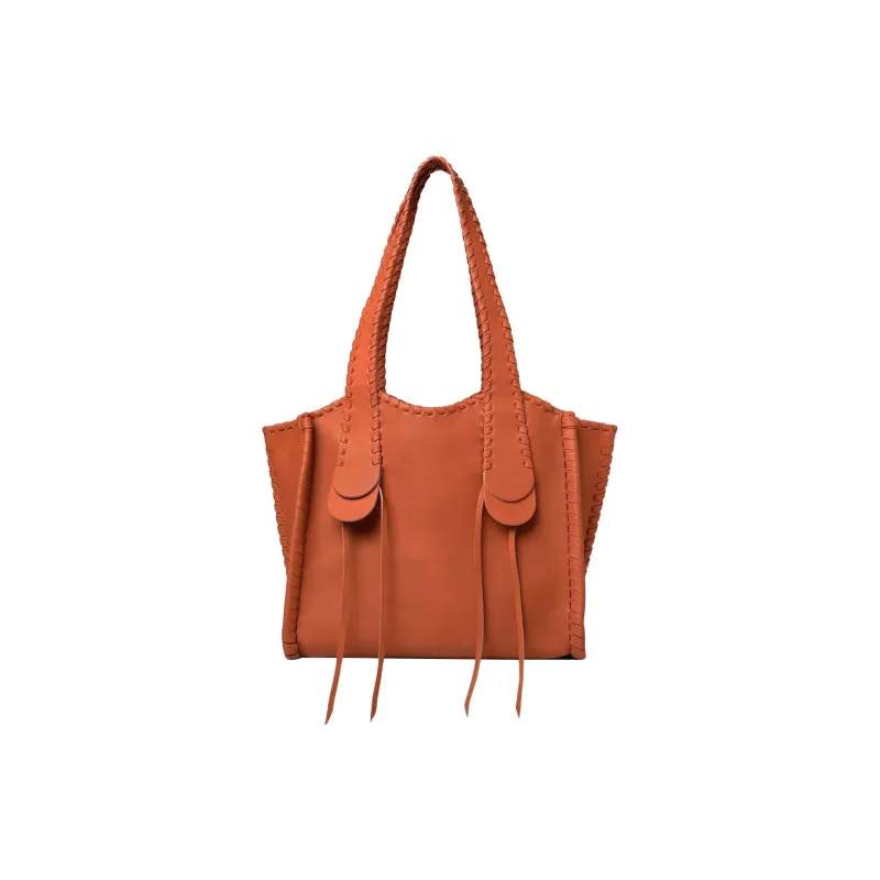 Chloe Mony Calfskin Tote Bag Shopping Bag Shoulder Bag Handbag Medium Size Women's Orange-1
