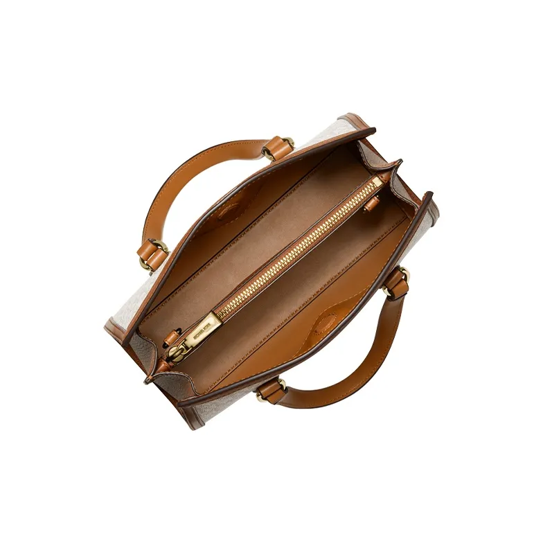 MICHAEL KORS Chantal Artificial Leather Shoulder Bag, Handbag Trumpets Women's Vanilla White/Acorn Brown-1