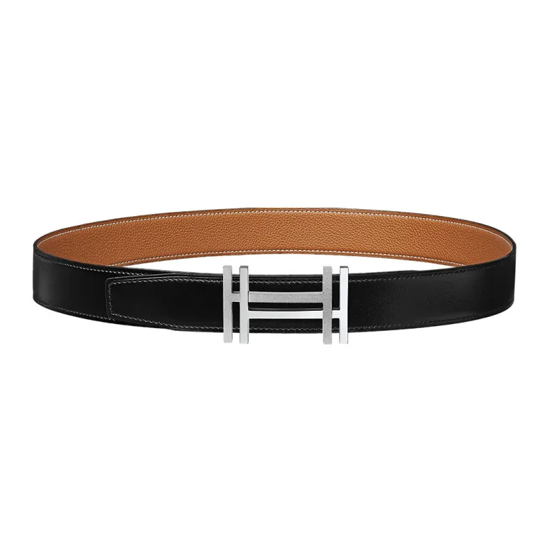 HERMES Leather Belts Men Black-1
