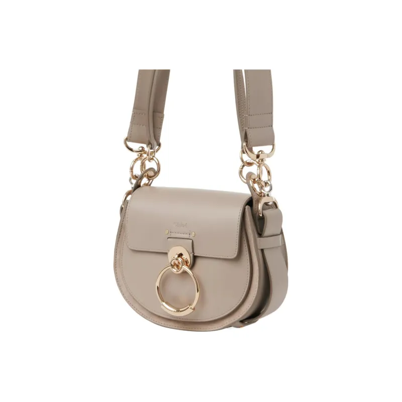 Chloe Tess Calfskin Patchwork Suede Wallet, Handbag, Crossbody Bag, Shoulder Bag Trumpets Women's Gray White-4