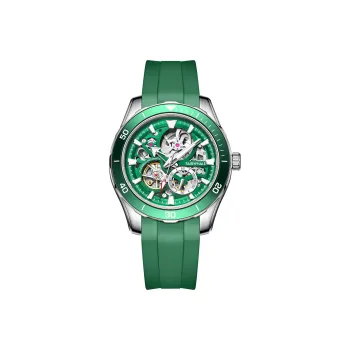 FAIRWHALE Starlight Collection Automatic Mechanical Movement Silicone Strap Watch Men's Watches Green Dial