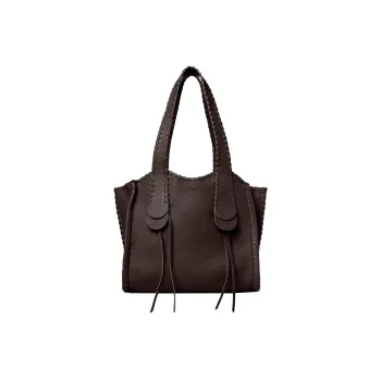 Chloe Mony Calfskin Tote Bag Shopping Bag Shoulder Bag Handbag Medium Size Women's Rich Brown