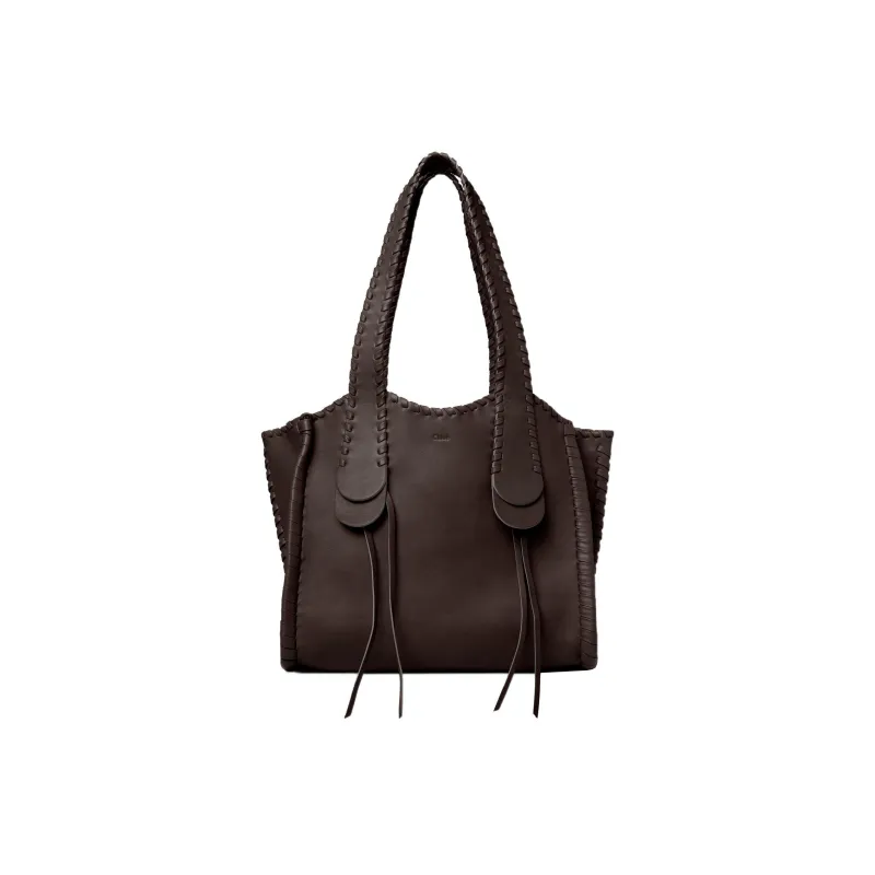 Chloe Mony Calfskin Tote Bag Shopping Bag Shoulder Bag Handbag Medium Size Women's Rich Brown-0