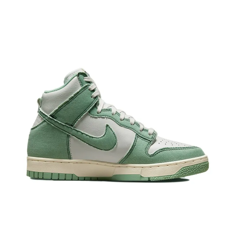 Nike Dunk High 'Green Denim' Anti Slip And Wear Resistant Lightweight High Top Skateboard Shoes Men's White Green Denim-1